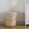 Wickerwise Round Willow Wicker Laundry Basket with Lid Side Handles & Removable Fabric Liner Natural Decorative Storage Hamper for Clothes Towels Blankets and Everyday Home Organization